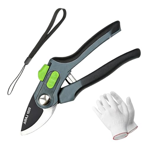 OUPADOS Sécateur à enclume à cliquet haute performance - 210 mm - Lame SK5 de 35 mm - Diamètre de coupe pour bois frais, dérivation - Sécateur à rosiers