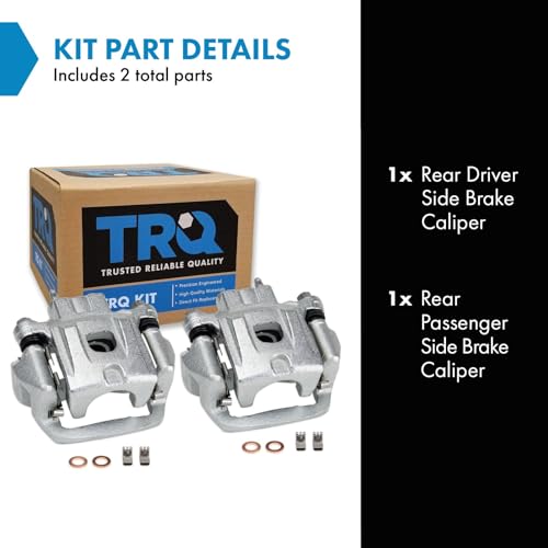 Image of TRQ Rear Driver and Passenger Side Brake Caliper Set 2 Piece Caliper Brackets Hardware for 2004-2006 Lexus RX330 2007-2009 RX350 2006-2008 RX400h 2006-2007 Toyota Highlander Hybrid Limited