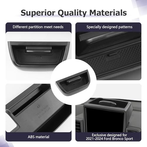 Image of LUWU 2024 Bronco Sport Dashboard Storage Tray Compatible with Ford Bronco Sport 2021-2024 Accessories Center Console Display Box Hidden Organizer Tray Behind Screen (Only Fit for 8-inch Screen)