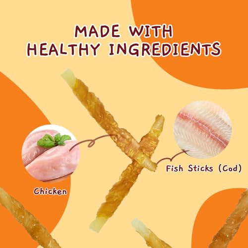 Jungle Calling Rawhide Free Treats for Dogs, Chicken Wrapped Cod Sticks Dog Treats, Soft Chewy Snacks for Training Rewards, 10.6 oz (Chicken) - Image 4