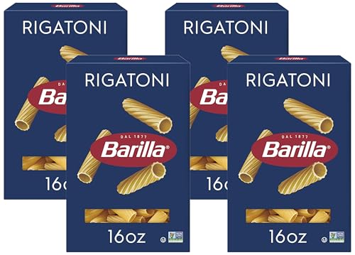 Image of Barilla Rigatoni Pasta, 16 oz. Box - Non-GMO Pasta Made with Durum Wheat Semolina - Kosher Certified Pasta (Pack of 4)
