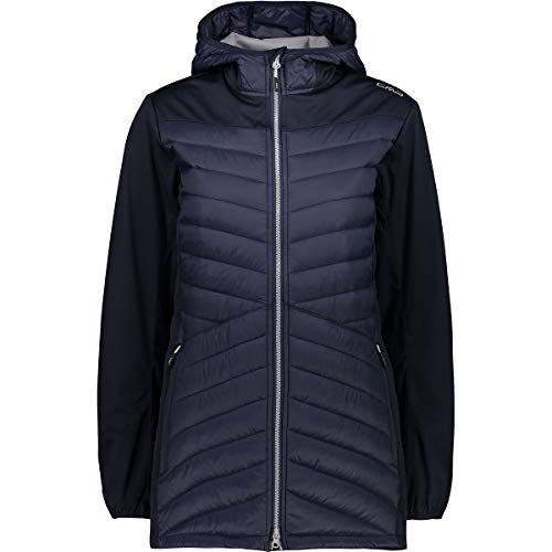 CMP Damen Giacca Lunga in Softshell Jacke, Schwarz Blau, 38 / S