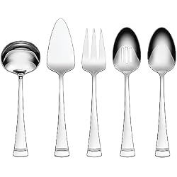 Lenox Portola 5-Piece Silverware Serving Set, Flatware | mirror finish, dishwasher safe | heavy duty, cutlery set for kitchen and dining, serving utensil set