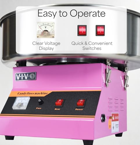 VIVO Pink 1030W Electric Cotton Candy Machine, Commercial Candy Floss Maker, 20 inch Stainless Steel Bowl with Sugar Scoop, Easy Home Use, CANDY-V001