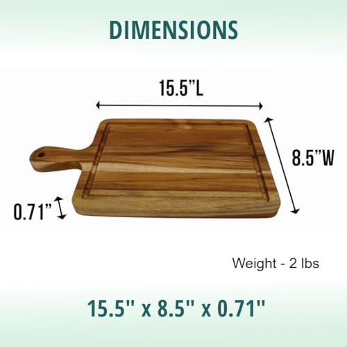 Tabla de cortar de madera de teca EcoDecors 39x21 cm con asa miniatura 5
