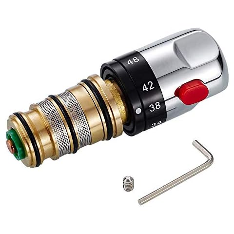Thermostatic Cartridge Replacement for Shower Bar Mixer Vavle Repair Kit with Temperature Control Handle Brass Cover