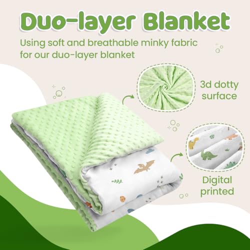 Image of SANDJEST Dinosaur Minky Blanket 30 x 40 Inches, Gift for Christmas Birthday