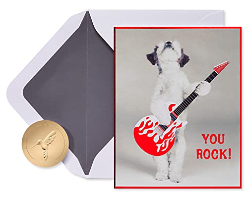 Image of Papyrus Blank Cards with Envelopes, Dog with Guitar (12-Count)