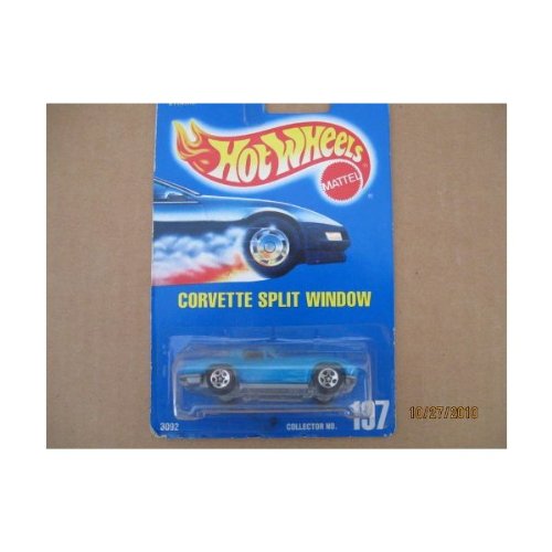 Hot Wheels Corvette Split Window #197 All Blue Card 2 Rivet Gray Malaysia Base -  Mattel