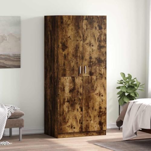 Nqyjm Armario de madera de roble ahumado 80 x 52 x 180 cm para dormitorio