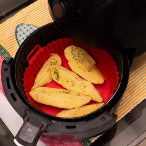 Assadeira De Silicone Forma Para Fritadeira Airfryer (Vermelho)
