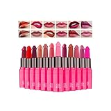 FUELEGO Creative Mushroom Head Lipstick Velvet Matte High Pigmented Lustrous Lipcolor Lip Glosses Lip Liner Makeup for Women Girls