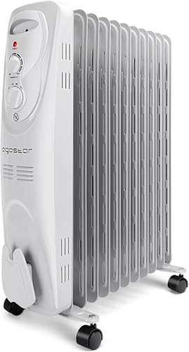 Aigostar Pangpang 2300W Ölradiator, Radiatoren Heizkörper Elektrisch Heizung mit Thermostat, 11 Rippen, 3 Heizstufen, Elektroheizung Energiesparend Radiator, weiß