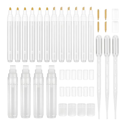 Marqueur encre blanche lot de 16 avec système de recharge et pointes multiples pour dessin