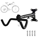 SuQurtom Adjustable Bike Wall Mount, Foldable Horizontal Bicycle Storage Rack with Foam Padding, Heavy Duty Steel Wall Bracket for Indoor Cycles (Space Saving, Easy Installation, Anti-Scratch)
