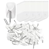 Wire Hooks for Wall Small 32 Hooks, Heavy Duty Wall Hooks with 32 Strips, Damage Free Adhesive Hooks for Key Holder, Coat, Door, Shower Hanging
