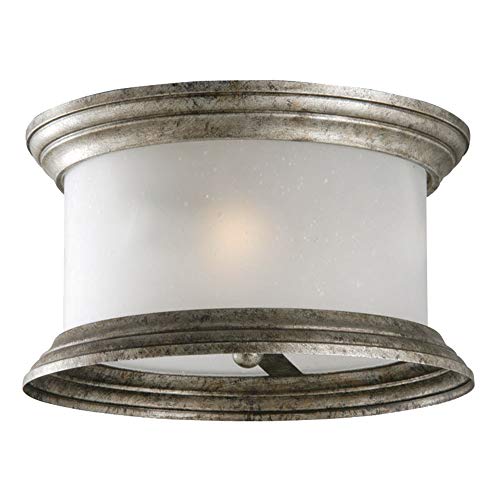 Design House 508366 Glen Dale Rustic 3 Indoor/Outdoor Ceiling Flush Mount Light Dimmable Frosted Seedy Glass for Entrance Porch Patio, Weathered Pewter Design House 508366 Glen Dale Rustic 3 Indoor/Outdoor Ceiling Flush Mount Light Dimmable Frosted Seedy Glass for Entrance Porch Patio, Weathered Pewter