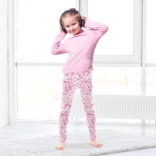 KLL Pink Glitter Leopard Print Little Girls Athletic Leggings Stretch High Waisted Sweatpants Sports4