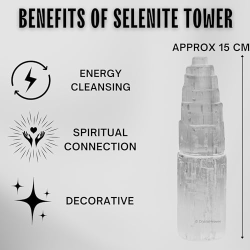 Image of Certified Selenite Tower Charging Plate - 15 cm Premium Selenite Stone for Crystal Charging - Elegant Selenite Plate for Bracelets and Healing Crystals - Natural Energy Amplifier and Cleanser