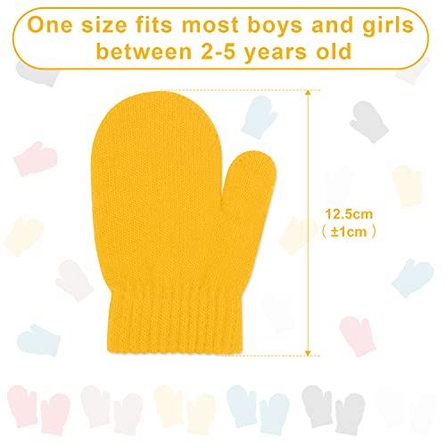 6 Pairs of Mittens Winter Cotton, Acrylic and Spandex Warm Knit Mittens for Little Boys Girls (6 Colors)2