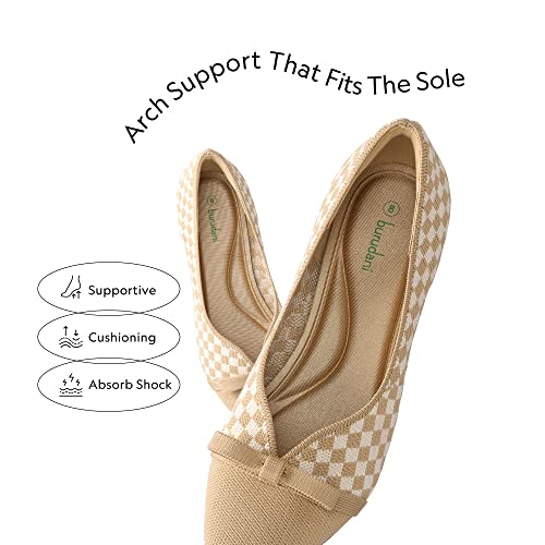 Burudani Women's Sbdpu2308W Kitten Heels Pointed Toe Work Pumps Comfortable Knitted Closed Toe Dress Wedding Shoes,Beige Grid,Size 9.5 #TOP5