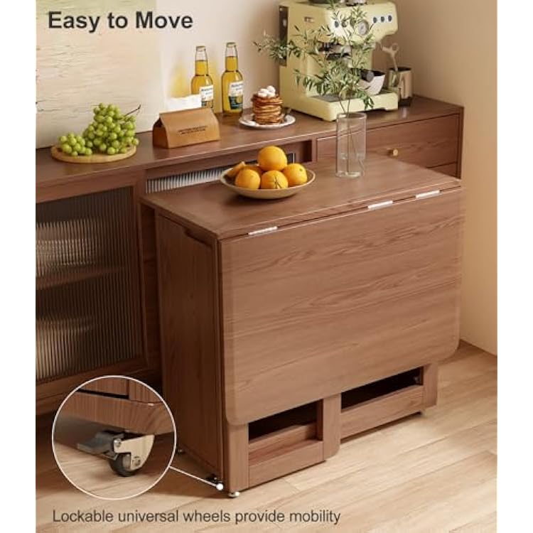 AnywaysWood Solid Wood Folding Dining Table with 2 Qatar | Ubuy