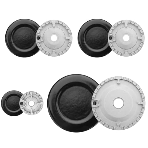 EEEKit 8 PCS Gas Stove Burner Caps Set, Burner Cap Replacement Part, 2 Large, 4 Middle, 2 Small, 3.9 in, 2.95 in X 2, 2.2 in