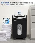 VidaTeco 18-Sheet Paper Shredder for Home Office Heavy Duty, 60-Minute Micro Cut P-4 Security, Auto-Reverse Anti-Jam System, Shreds Staples/CD/Credit Cards, 7.9-Gallon Pullout Bin & 4 Casters (ETL)