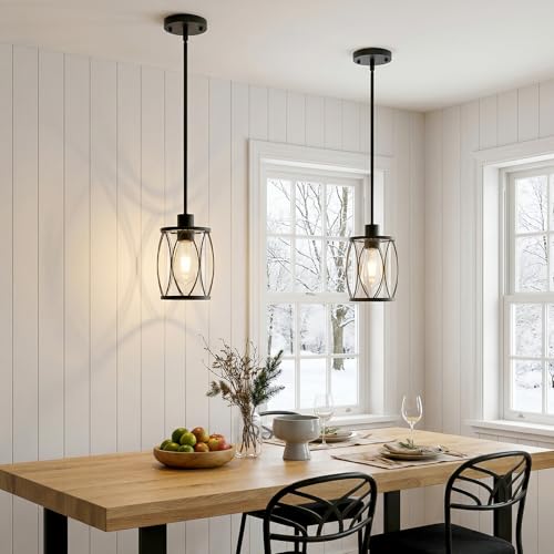 Image of Glass Pendant Lights Kitchen Island Black, 1 Pack
