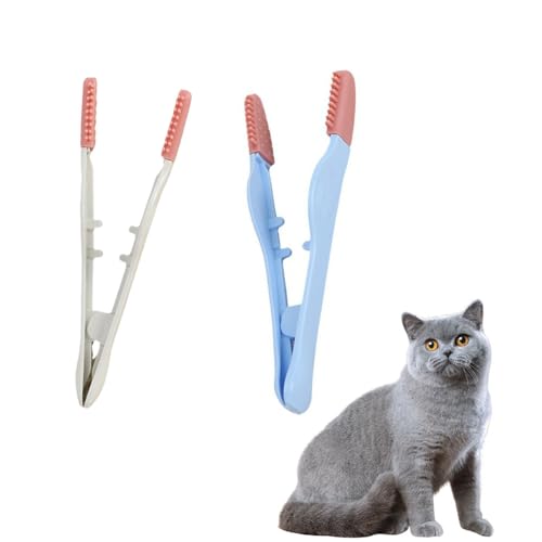 Image of 2 Pack Dog Tear Stain Remover Brush Instead of Wipes Pet Eye Grooming Tools Clip Tweezer with Soft Silicone Tips for Cats Kitty Puppy Chihuahua Eyes Excrement Mucus Discharge Crust Cleaning
