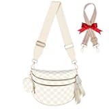 Bum Bags for Women Checkered Crossbody Bag Large Nylon Belt Purse Fanny Packs, Bonus with a Extra Strap