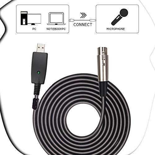 BBSY USB Microphone Cable, USB Male to XLR Female 3 Pin Converter Cable Studio Audio Cable Connector Cords Adapter for Instruments Recording Karaoke Singing or Microphones(9.6FT/2.8M)