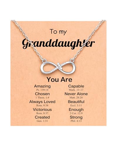 UNGENT THEM Love is Forever Infinity Cross Necklace for Granddaughter Daughter Birthday Christmas Valentines Religious Easter Gifts