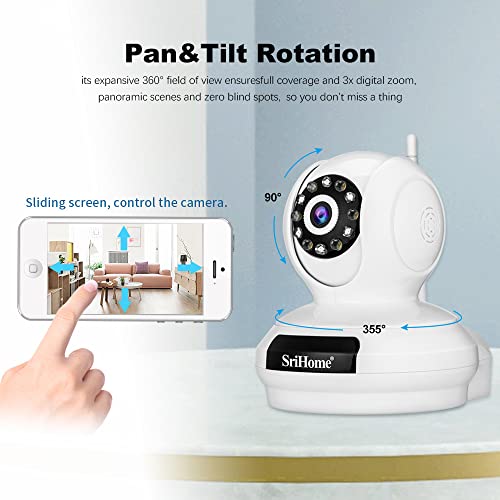 Image of Srihome SP019 5MP WiFi IP Camera 4K Ultra HD 2560*1920p 2.4G /5G WiFi Color Night Vision Indoor Home Security CCTV Camera Pan & Tilt 2 Way Talk Sleep Mode Motion Detection Supports MicroSD Upto 128GB