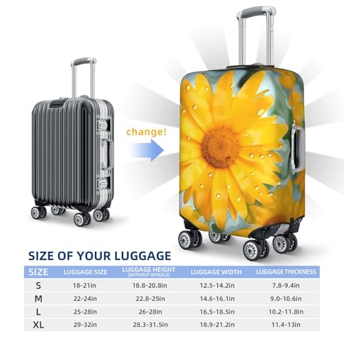 Travel Luggage Cover Suitcase Protector Elastic Washable Yellow daisy Suitcase Cover Anti-scratch Spandex Baggage Covers Fits 18-32 Inch Luggage2