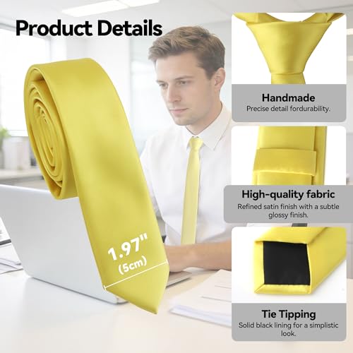 Image of Skinny Tie Men Women 2 inch (5CM) Slim Necktie Solid Thin Ties Formal