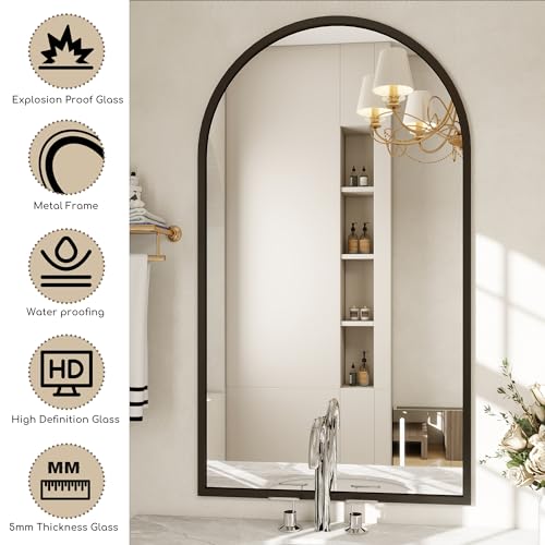 JAWGLOW Arched Wall Mirror, 42"x24" Bathroom Mirrors for Wall, Black by JAWGLOW - Image 8