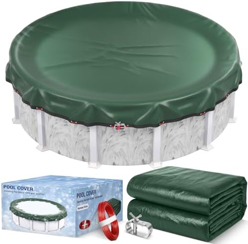 18FT Round Winter Pool Cover 500D Extra Thick Above Ground Pool Cover Above Ground Pool Protection with Winch and Cable,Green