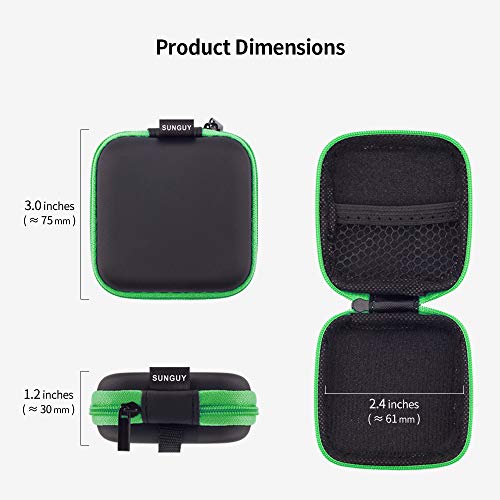 Image of SUNGUY [2-Pack Earbuds Case, Portable Small Earbud Carrying Case Storage Bag with Carabiner Clip for Earphone, Earbuds, Earpieces, SD Memory Card, Camera Chips - Green+Purple