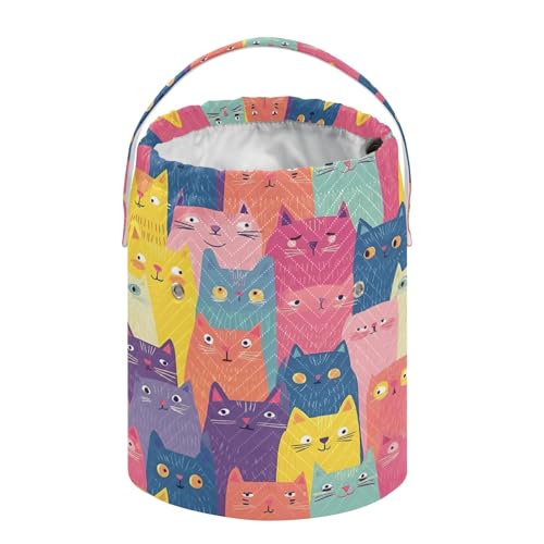 Image of Yarn Storage Bag Small Crochet Bag Knitting Bag Organizer Colorful Cute Cats Yarn Bags for Crocheting Basket
