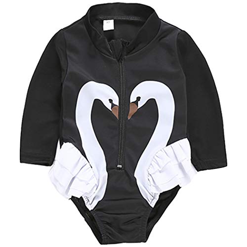 Zoylink Baby Girls Swimsuit Long Sleeve Girls Swimsuit Print One Piece