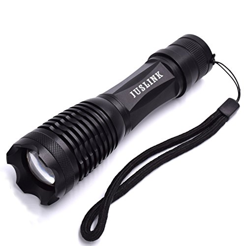 Juslink LED Tactical Flashlight with 5 Light Modes, Adjustable Focus, Outdoor Water Resistant Torch, High Power Tactical Flash light