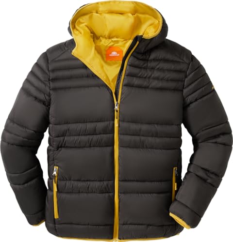 NORDCAP Steppjacke Herren in Daunenoptik, warme Winterjacke, Ultraleicht mit Kapuze, 100% Wattierung, Anthrazit, Gr. L