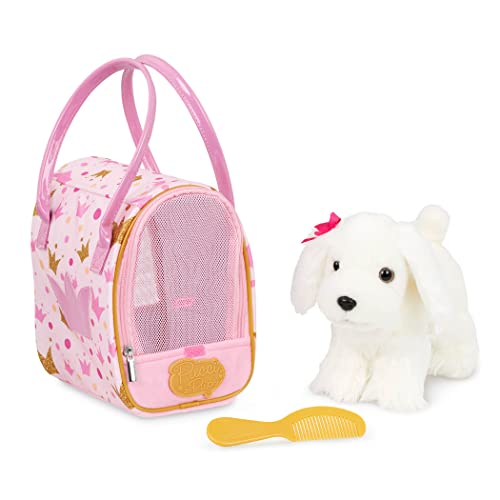 Sac glam à couronne rose avec son chiot maltais Pucci Pups pour sorties d'enfants