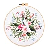 IUHUI Stickset für Anfänger Erwachsene - 26 Blumen Buchstaben Einfache Muster, DIY Handstich...