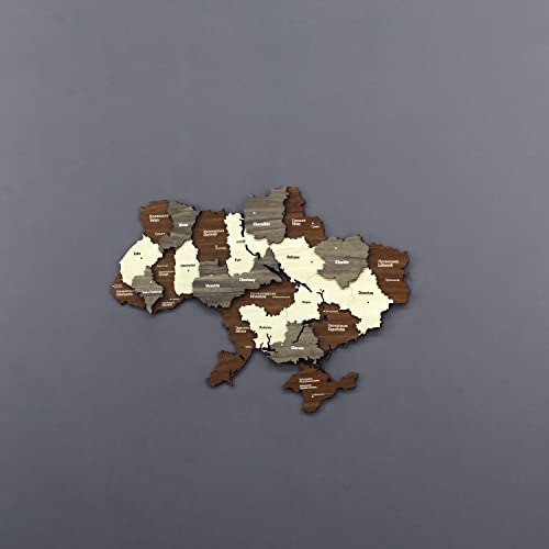 Colorfull Worlds 多層木製3Dウクライナ地図、ウクライナの友人へのギフト、ウクライナ木製壁装飾、旅行者向け地図(60x40cm | 23.6x15.7インチ) [5]