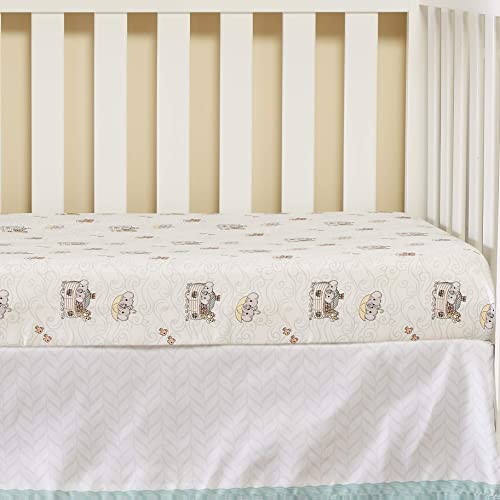Precious Moments Noah’s Ark Fitted Crib Sheet 2 Pack For Baby Boy By Everyday Kids; 1 Animals On The Ark Printed Crib Sheet And 1 Solid Bright Green; Adorable Wildlife Elephants, Giraffes, Bears Print #TOP5