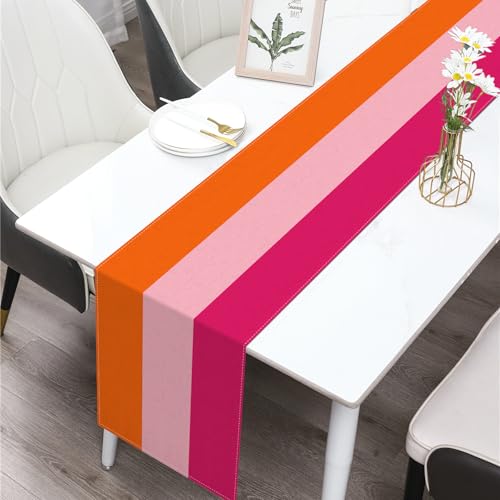 Buxiuer Hot Pink and Orange Party Decoration Table Runner for Graduation Sunset Birthday Wedding Fiesta Bridal Shower Party Dining Room Home Kitchen Table Decor (13" x 72") by Buxiuer - Image 2
