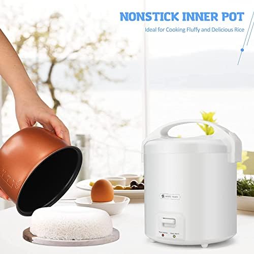 HOMCORT 1.0L Mini Rice Cooker & Steamer, 15 Minutes Fast Cooking, 1-2 People White