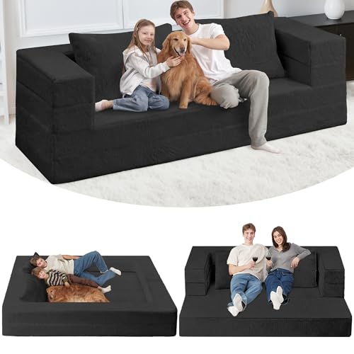 Cansunna Futon Sofa Bed with Pillow, 3-in-1 Sleeper Sofa Bed